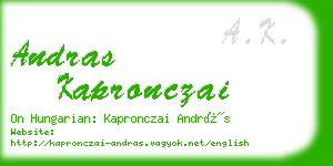 andras kapronczai business card